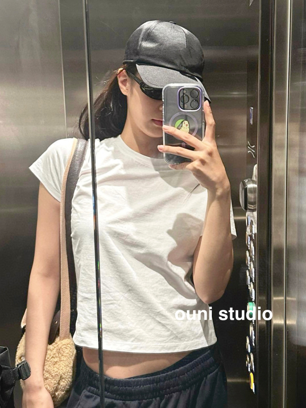 (Now) Jennie's Same Style 100% Cotton~ Classic Versatile Solid Color Short-Sleeve Top White T-Shirt for Women 26 Summer (Now) Jennie's Same Style 100% Cotton~ Classic Versatile Solid Color Short-Sleeve Top White T-Shirt for Women 26 Summer