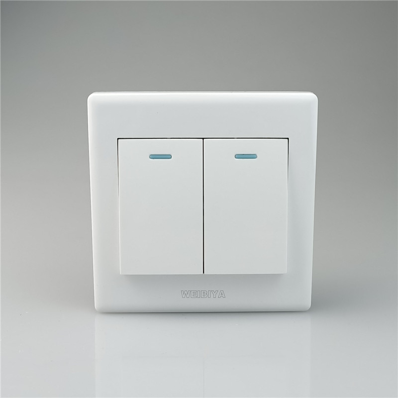 Weibia Brand Wall Switch 86 Concealed 2-switch Ya white panel Engineering 2 Double open Single Control-Taobao