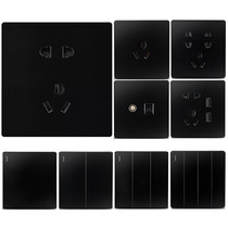 Type 86 wall switch socket panel Black Five holes 16A three holes one two three four open single double control switch socket
