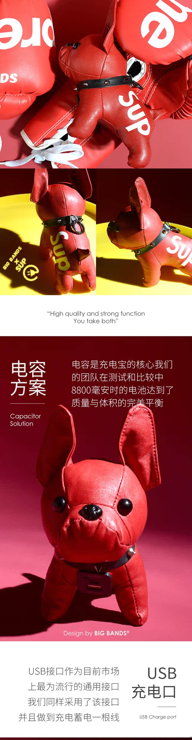 Bulldog phản chiếu sạc kho báu siêu dễ thương xô di động dung lượng lớn dễ thương phổ biến điện thoại di động cặp vợ chồng - Ngân hàng điện thoại di động pin dự phòng 10000mah