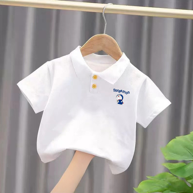 Baby Clothes White Polo Shirt Short-Sleeved T-Shirt 1-5 Years Old Boys Summer Clothes Baby Girls Tops Kidsren's Pure Cotton