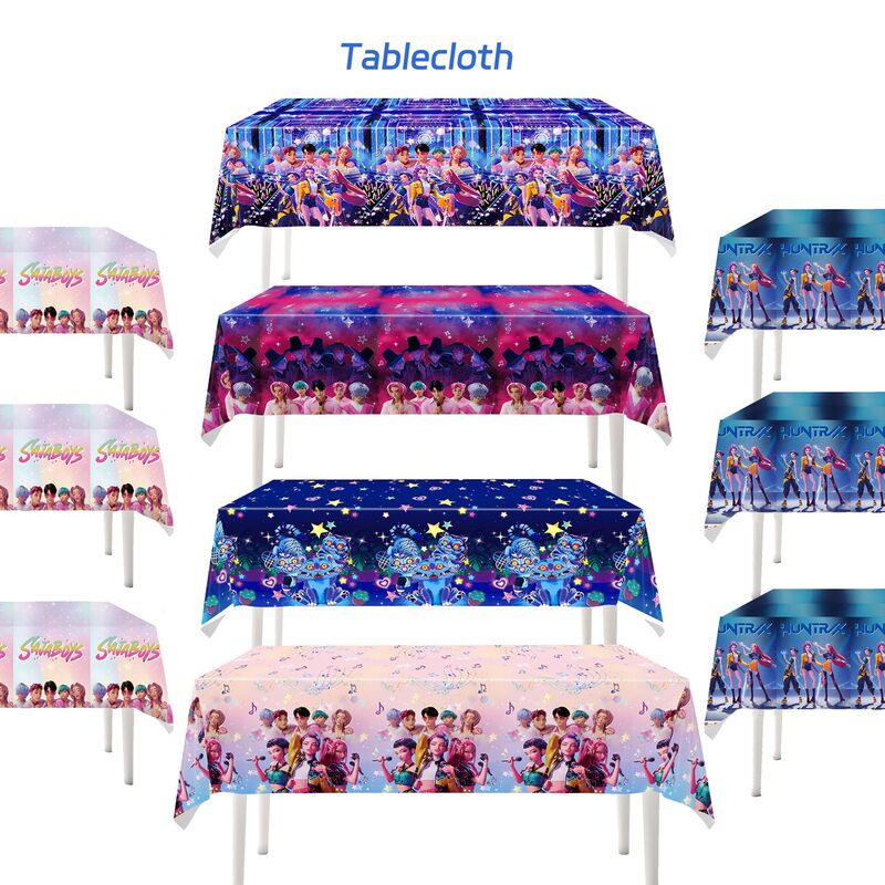 Kpop Hunter Girl Group Girl's Birthday Party Decoration Supplies Atmosphere Cartoon Disposable Pe Tablecloth Kpop Hunter Girl Group Girl's Birthday Party Decoration Supplies Atmosphere Cartoon Disposable Pe Tablecloth