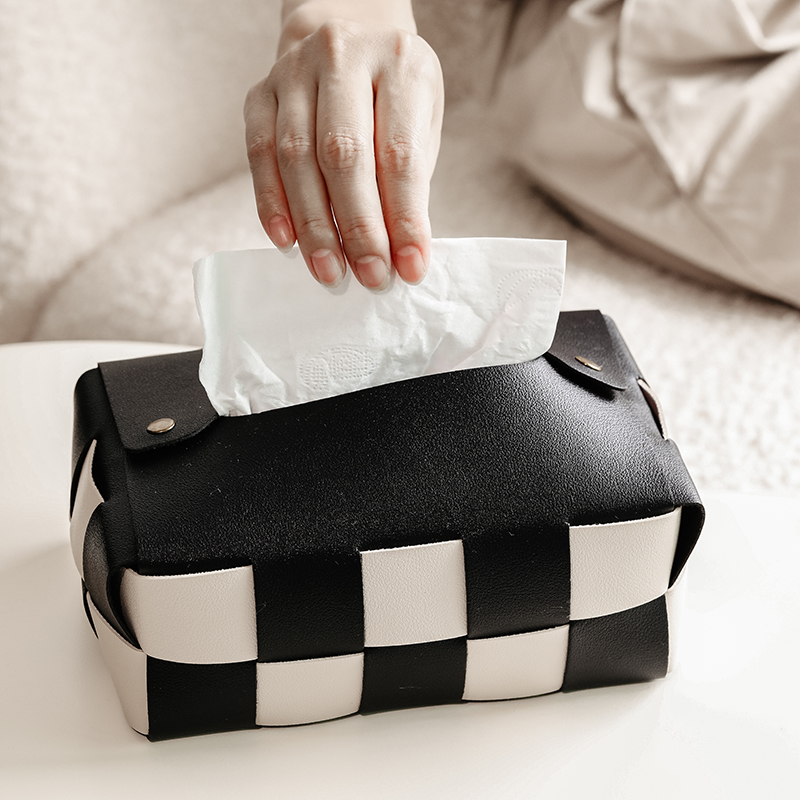 Preparation of leather in style creative tissue box Living room Table drawing box household collection bag car load