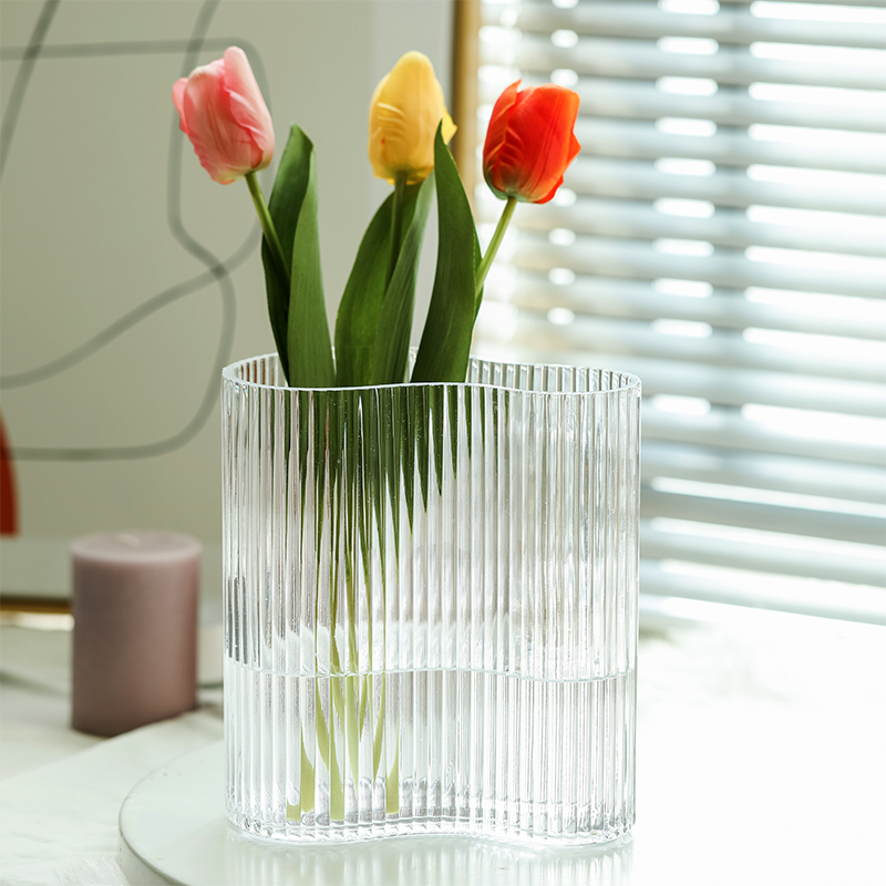 Net red glass vase arrangement dried flowers flowers water water culture ins Nordic creative simple living room table ornaments