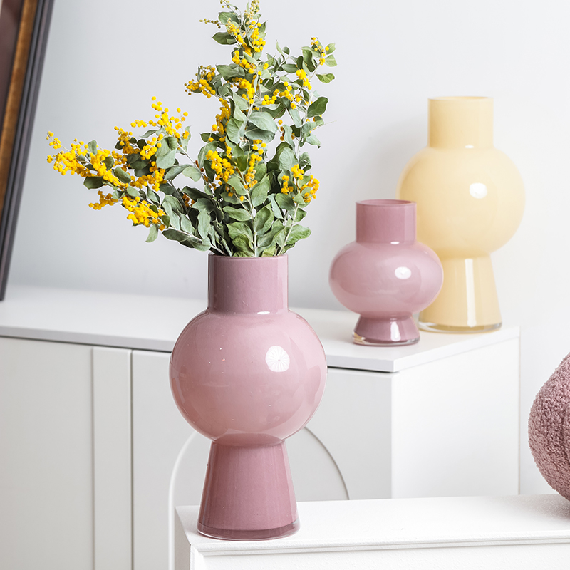 Medieval Art Retro Glass Vase Superior Swing Piece Living Room Transparent Flower Arrangement Water Raising Table Cream Wind Light Lavish-Taobao