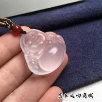 Natural gold silk jade white ice new Buddha Gong agate white ice ladies jade Buddha pendant to attract wealth Maitreya Buddha