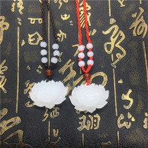 Lamet White Jade Afghan mini Lotus jade pendant elegant retro Holy vintage National Style Women