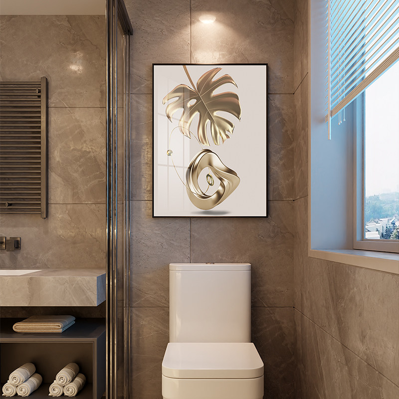 Modern light luxury free punching suitable for powder room decoration painting dry area toilet toilet door wall waterproof small painting