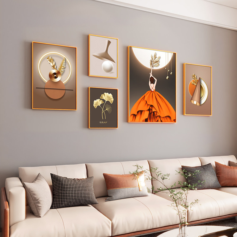 2021 new light luxury living room sofa background wall decorative painting high-end irregular combination painting mural