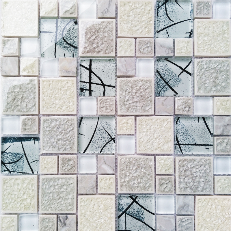 Ceramic Ice Cracked Glass Mosaic Tile Pink Living Room TV Background Wall Bathroom kitchen Makeup Room Building Materials