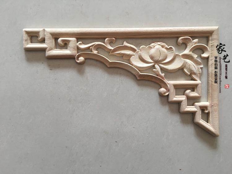 East Yang Wood Carving Gun Corner Chinese Style Decorative Line Suspended Ceiling ceiling Pass Entrance Background Wall Imitation Ancient Solid Wood Hollowed-out Flower Lattice Angular Flower