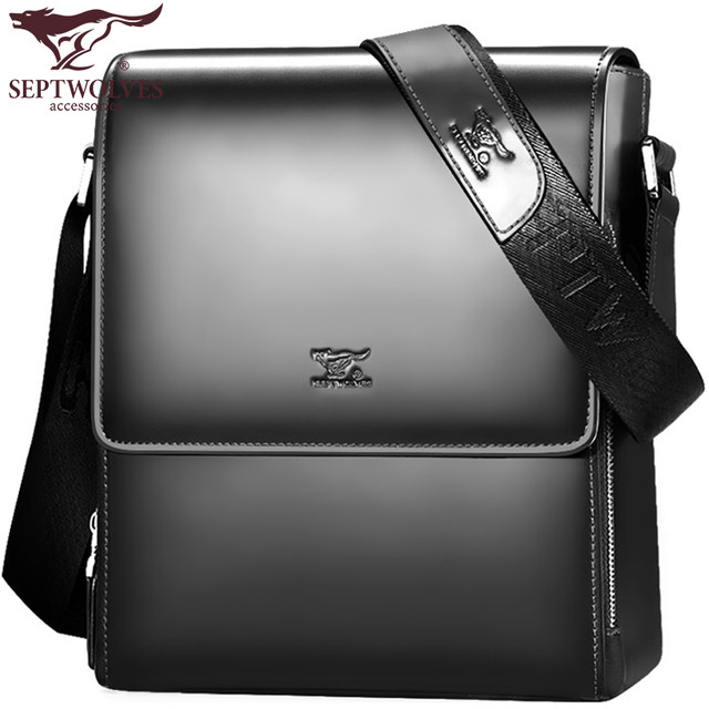 Septwolves ຫນັງແທ້ຂອງຜູ້ຊາຍກະເປົ໋າບ່າບ່າຂອງຜູ້ຊາຍ crossbody bag briefcase ທຸລະກິດບາດເຈັບແລະຜູ້ຊາຍກະເປົ໋າ cowhide backpack trendy