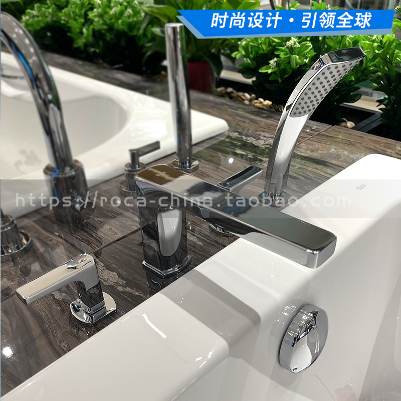 ROCA Loger Eiger Desktop Four-hole-cylinder side bathtub tap 5A0920C0N Double handle hot and cold full copper water cage head