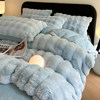 Winter Rabbit Fur Four-Piece Set Coral Fleece Winter Warm Milk Velvet Duvet Cover Flannel Bed Sheet Bedding