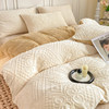 Carved Milk Velvet Four-Piece Bedding Set, Winter Coral Velvet Duvet Cover, Thickened Flannel Bed Sheet, Flannel Fitted Sheet