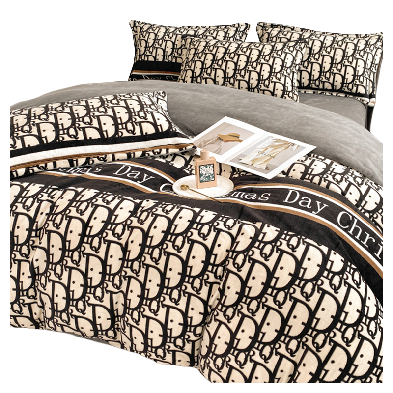 Winter Fleece Four-Piece Bedding Set, Milk Velvet 2025 New Double-Sided Plush Duvet Cover, Coral Fleece Bed Sheet and Fitted Sheet