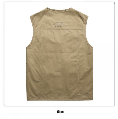 Bố mặc vest nam giản dị mùa hè nhiều túi cotton trung niên nam vest vest ngoài trời vest vai mỏng - Áo vest cotton ao khoac vest nam