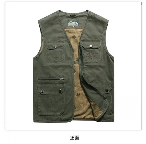 Bố mặc vest nam giản dị mùa hè nhiều túi cotton trung niên nam vest vest ngoài trời vest vai mỏng - Áo vest cotton ao khoac vest nam
