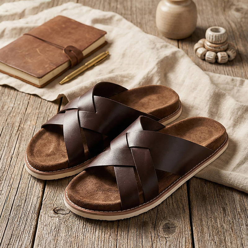 Korean Uamtor Men's Fashion Old Money Style Cool Slippers 2026 Summer Outdoor Slide Sandals Trendy Beach Shoes