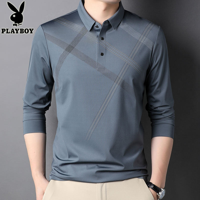Playboy Middle-aged Man Long Sleeve T-shirt Spring Autumn Season New Dad Spring Loaded With Undershirt Male Dress Polo Shirt Tide T