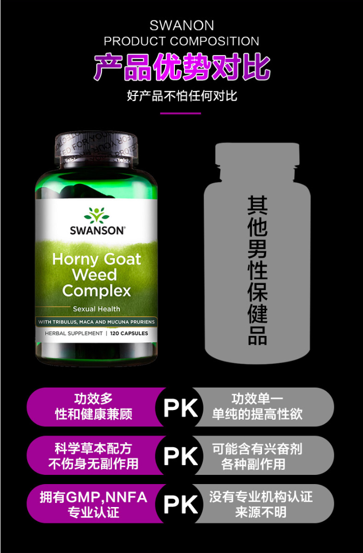Mỹ Swanson Epimedium Maca Hedgekey Essence Capsule Sản phẩm cho sức khỏe nam giới Thúc đẩy tinh hoàn và Thận 120 viên - Thức ăn bổ sung dinh dưỡng tảo nhật