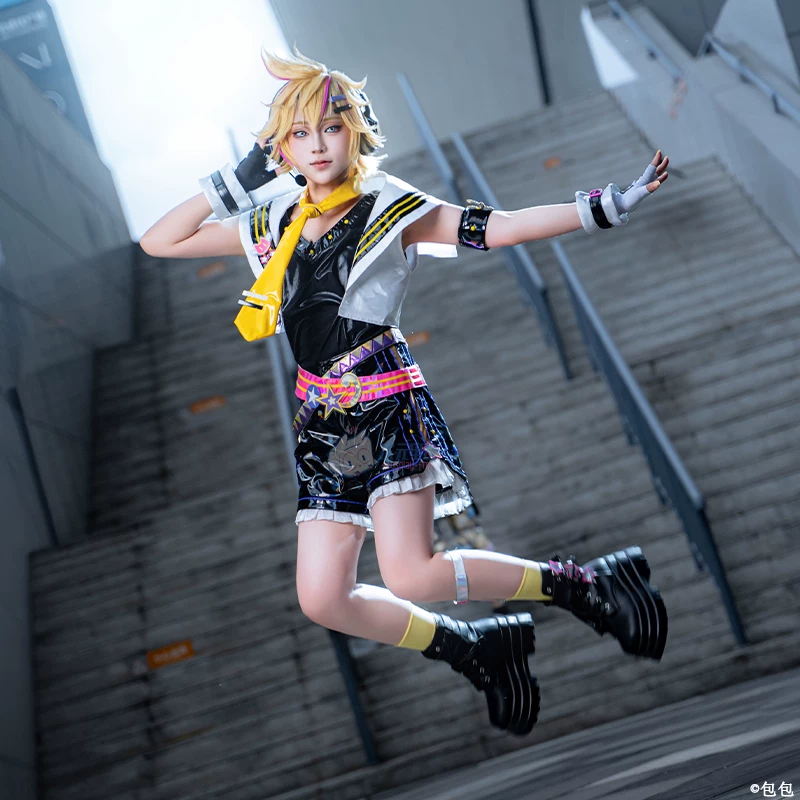 Косплей-костюм из анимации для игры Meowth Run, связанный с Kagamine Rin/Kagamine Twins, в стиле dimension радиостанции