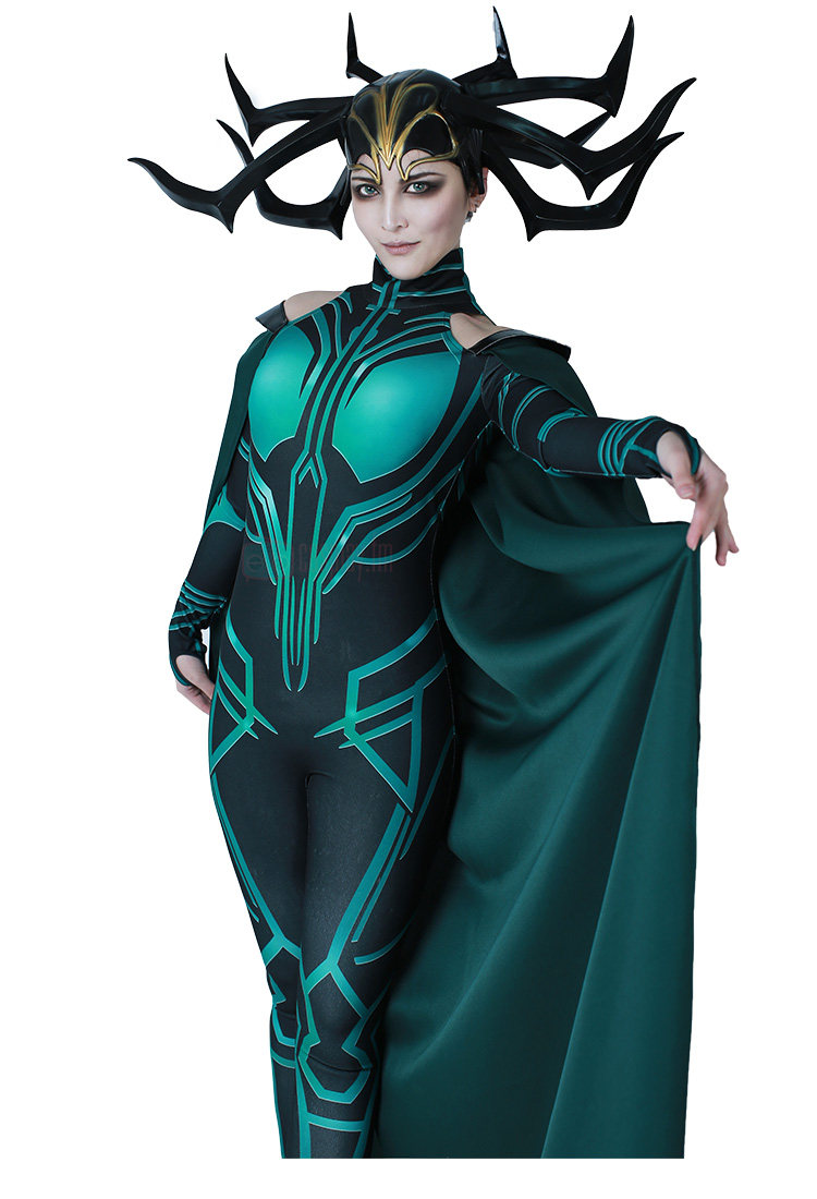 Thor Ragnarok Hela Cate Blanchett Green Black Cosplay Costume