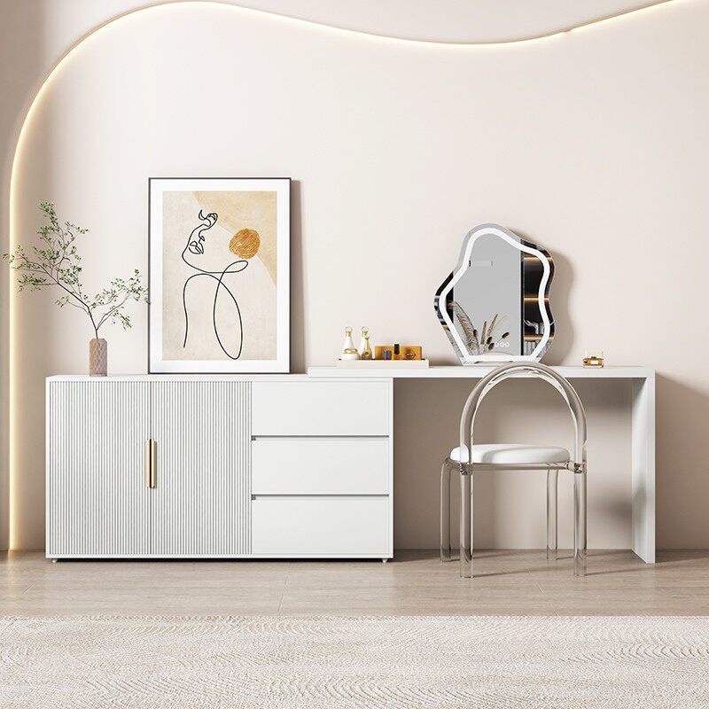 French cream style dressing table storage one cabinet simple modern light luxury drawer cabinet bedroom telescopic dressing table combination
