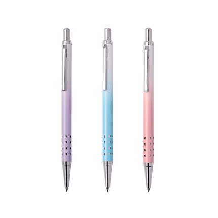 新派跳动笔细杆女生高颜值渐变色按动中性笔0.5黑色水笔金属签字笔学生专用刷题按动笔考试罚抄笔碳素手账笔