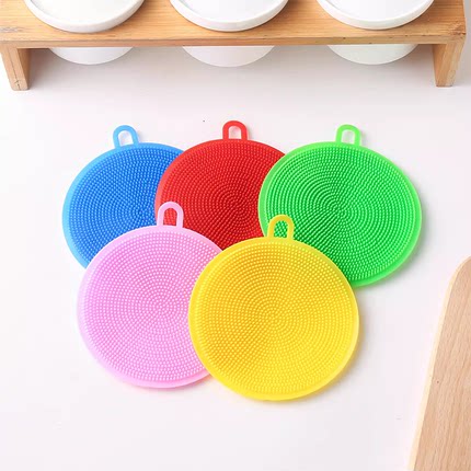 硅胶洗碗刷 厨房用品不沾油洗碗布圆形硅胶清洁刷 百洁布清洁刷