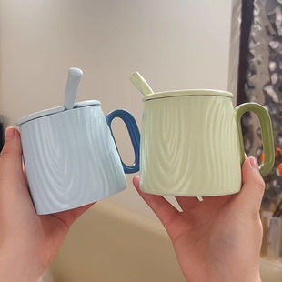 马卡龙陶瓷杯创意木纹马克杯