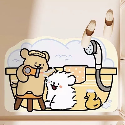 卡通硅藻泥浴室吸水脚垫地垫卫生间门口防滑速干洗手间厕所家用