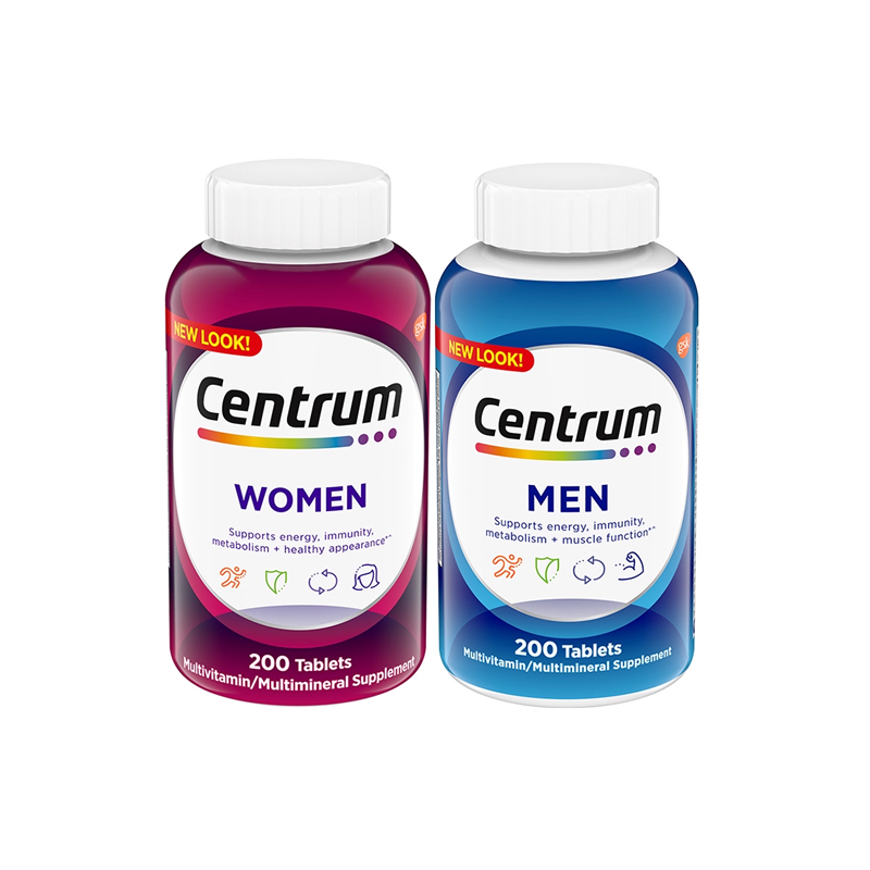 【预售加购】Centrum善存海外男女士复合维生素营养B族200粒*2