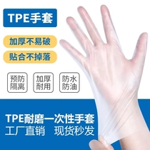 Cui Tuo strict selection of pull-resistant and not easy to break disposable TPE gloves waterproof and oil-proof gloves high-strength translucent