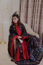 Wan Qi Hanfu Ming Dynasty Flowers and Birds and Butterflies Cloak Qi Luo Xiang Black