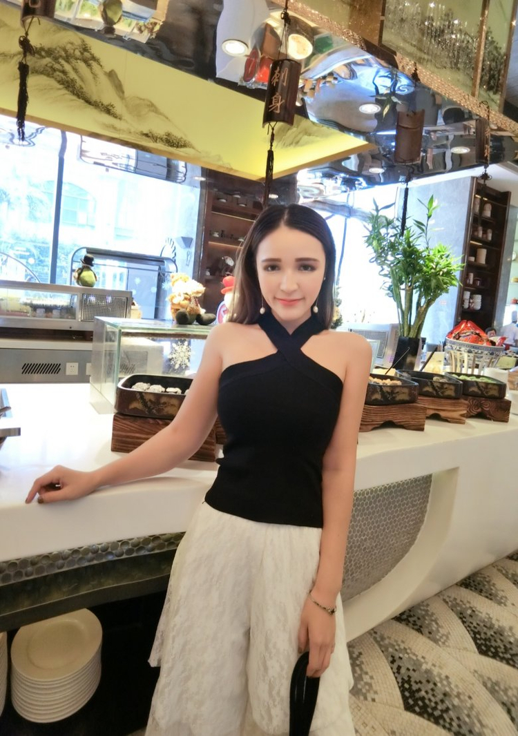 Mùa hè nữ thon thả không tay gợi cảm đeo chéo cổ quây đan đáy áo sơ mi nhỏ vest hàng đầu - Áo ba lỗ đầm nữ
