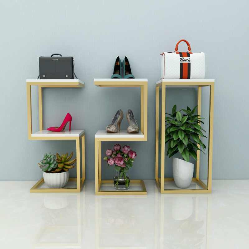 Clothershop window flow floor network red decorative props shoes and bag display frame of Zhongdao creative combination high and low-end frame