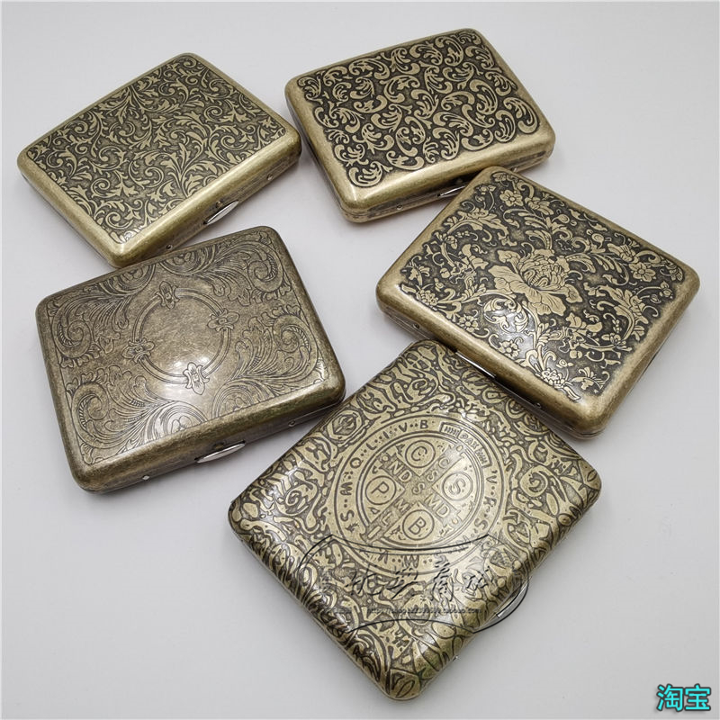 Retro cigarettes Box 20 Clothing Men Creative Flip Clips Cigarette metal incense Tobacco box personality pressure resistant portable packaging Tobacco box tide