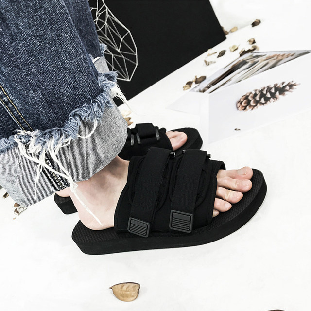 Summer ins Internet celebrity trendy brand men's slippers style Harajuku versatile men and women's sandals non-slip sandals home couple beach shoes