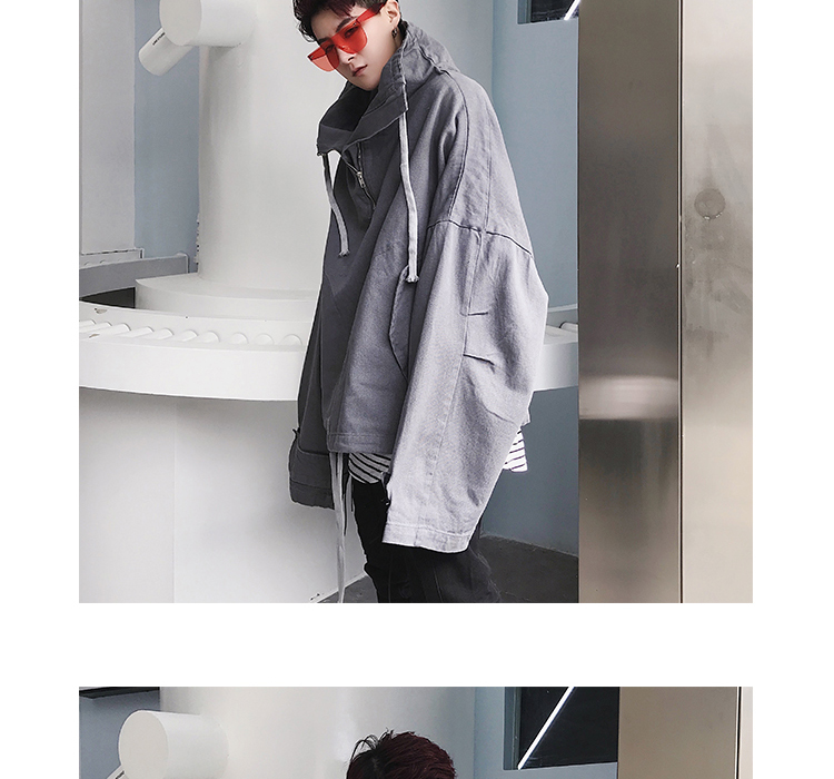 Mùa xuân mới châu Âu và Mỹ cao đường phố nam oversize lỏng cao cổ áo khoác denim bf gió nam và nữ áo khoác hip hop áo khoác dài