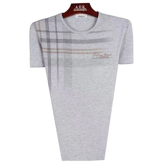 Mùa hè mới trung niên nam ngắn tay áo thun cổ tròn rộng kích thước lớn quần áo cotton cotton nam