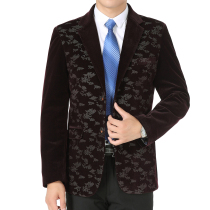 Middle-aged single suit male autumn and winter father suit Middle-aged father elder dress Wedding festive casual coat