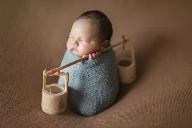Newborn Baby Photography Clothes, Baby Wrap, Monk Carrying Water Bucket, Photo Outfit, Studio Photo Shoot, Art Photo