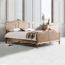 Modern solid wood fashionable wedding princess bedroom rest furniture cotton and linen soft bag double rattan bedside table