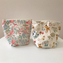 Homemade Cute Hand Grab Bag Fresh Crummy Zero Wallet Zipped Makeup Bag Original Cloth Art Sanitary Napkins Cashier Bag