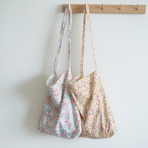 Spring and summer small crushed flower cloth bag handmade single shoulder female bag student inclined satchel 100 lapped thin cloth bag eco-friendly bag little fresh