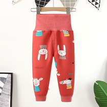 1-5 1-5-year-old baby gush with suede high waist pants 2 children autumn winter high waist protective belly pants warm autumn pants with underpants