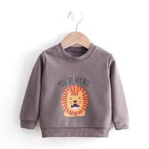 1-5-year-old childrens autumn pure cotton woolen sweatshirt with childrens sleeve head loose casual T-shirt male and female single-piece jersey