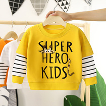 1-6-year-old childrens autumn new sweatshirt male and female child leave two t-shirt baby jacket in single blouses The kid hit the undershirt