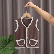 Children shake-grain suede horse chia 2021 autumn winter new male and female baby kshoulder infant single piece sleeveless warm-on-the-shirt